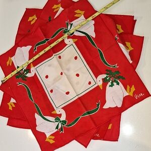 Red Christmas Goose cloth napkins